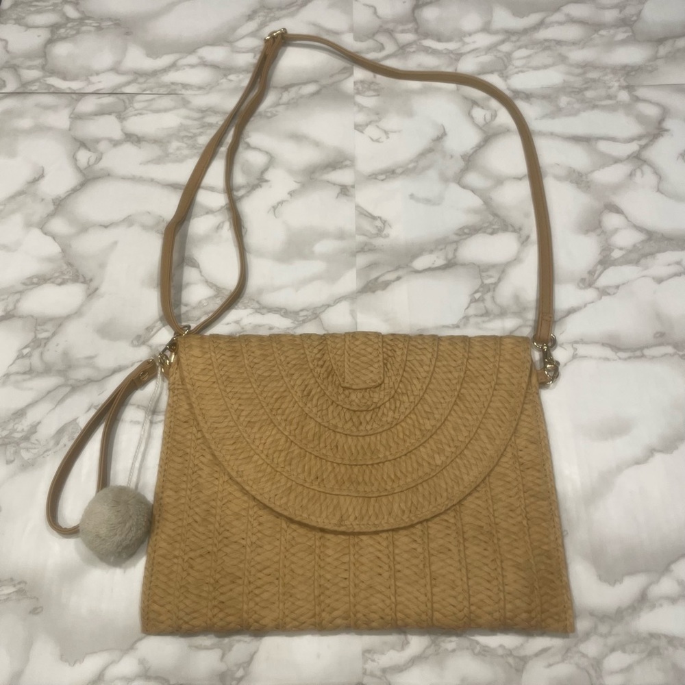 Straw Convertible Crossbody Clutch Bag